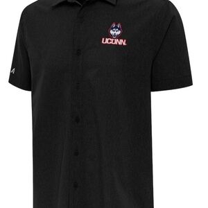 UConn Huskies Antigua Activate Woven Short Sleeve Button-Up Shirt - Black